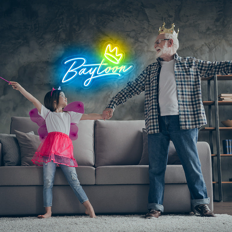 Name with Crown Neon Sign